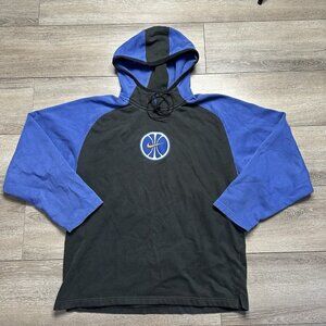 Vintage 90s Nike Basketball Embroidered Center Swoosh Hoodie Size M Black Blue